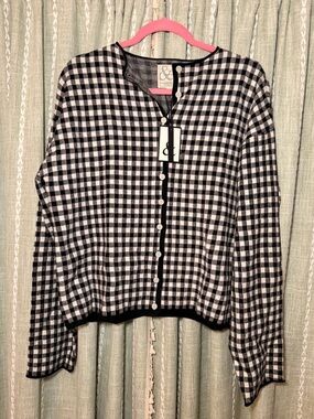 NWT Black and White Gingham Cardigan